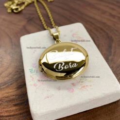 Alternative view of 24 Ayar Altın Kaplama Çelik Yuvarlak Kapaklı İçi Açılan Kolye