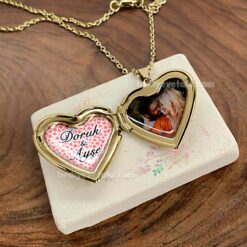 24K Altın Kaplama Kapaklı Kalp Kolye