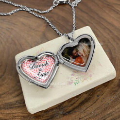Kapaklı kalp kolye, içi açılan çelik fotoğraflı kolye – kişiye özel hediye
