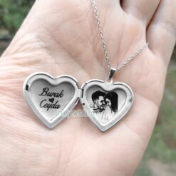 Hediye ve Takı 8 Lazer Çizim Kapaklı Kalp Kolye